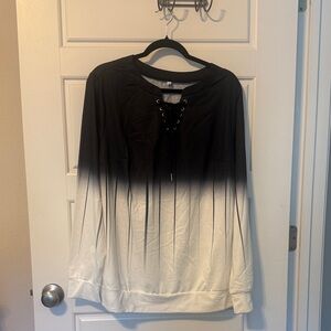 Chic Black and White Lace-Up Sweatshirt